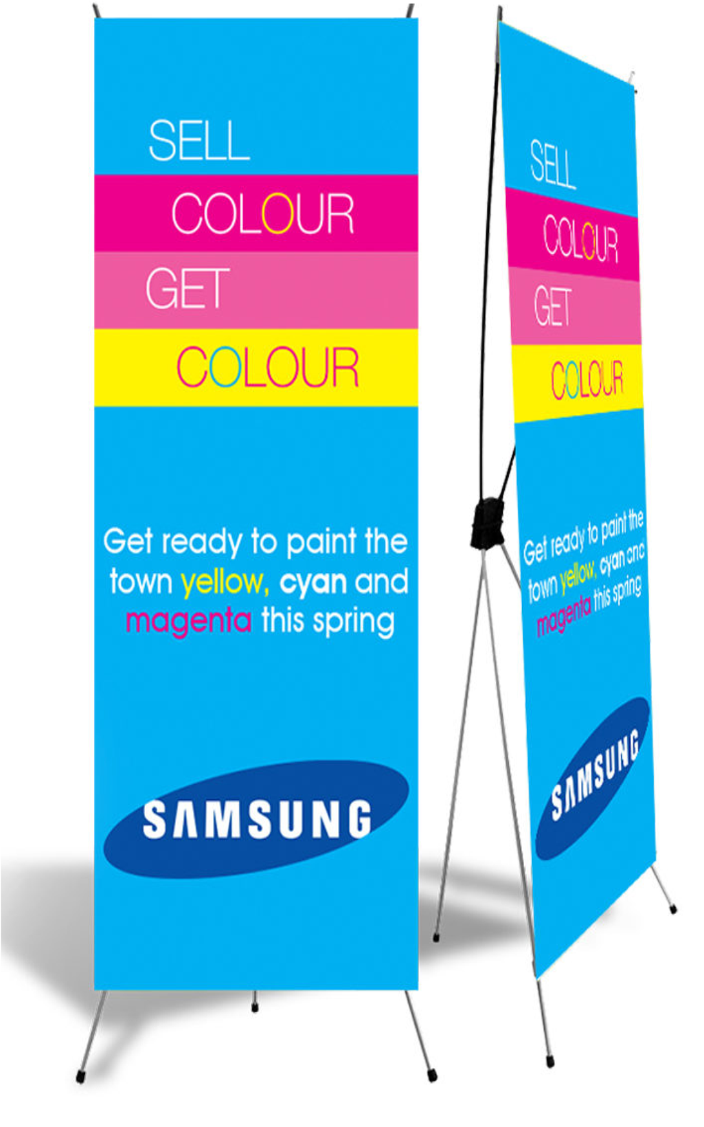 Printed High quality X-frame PVC Signs.